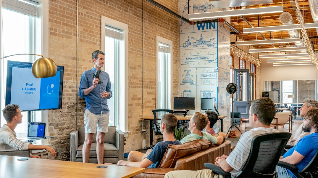 team working in corporate studio